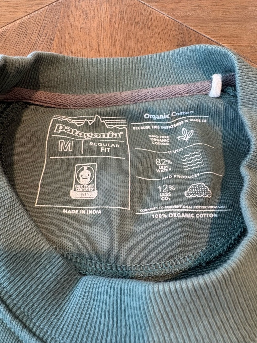 Patagonia Organic Cotton Sweatshirt Women’s M Green Raglan Sleeve Pullover - Picture 3 of 8